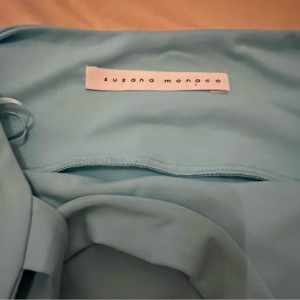 Susana Monaco Turquoise Fitted Halter Top Size Small - Picture 2 of 8